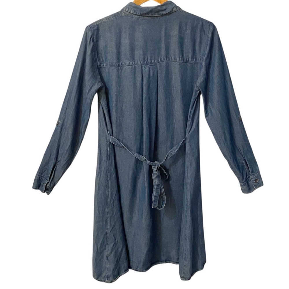 Splendid Chambray Denim Button Front Shirt Dress Long Sleeve Belted Size Small - Picture 2 of 7